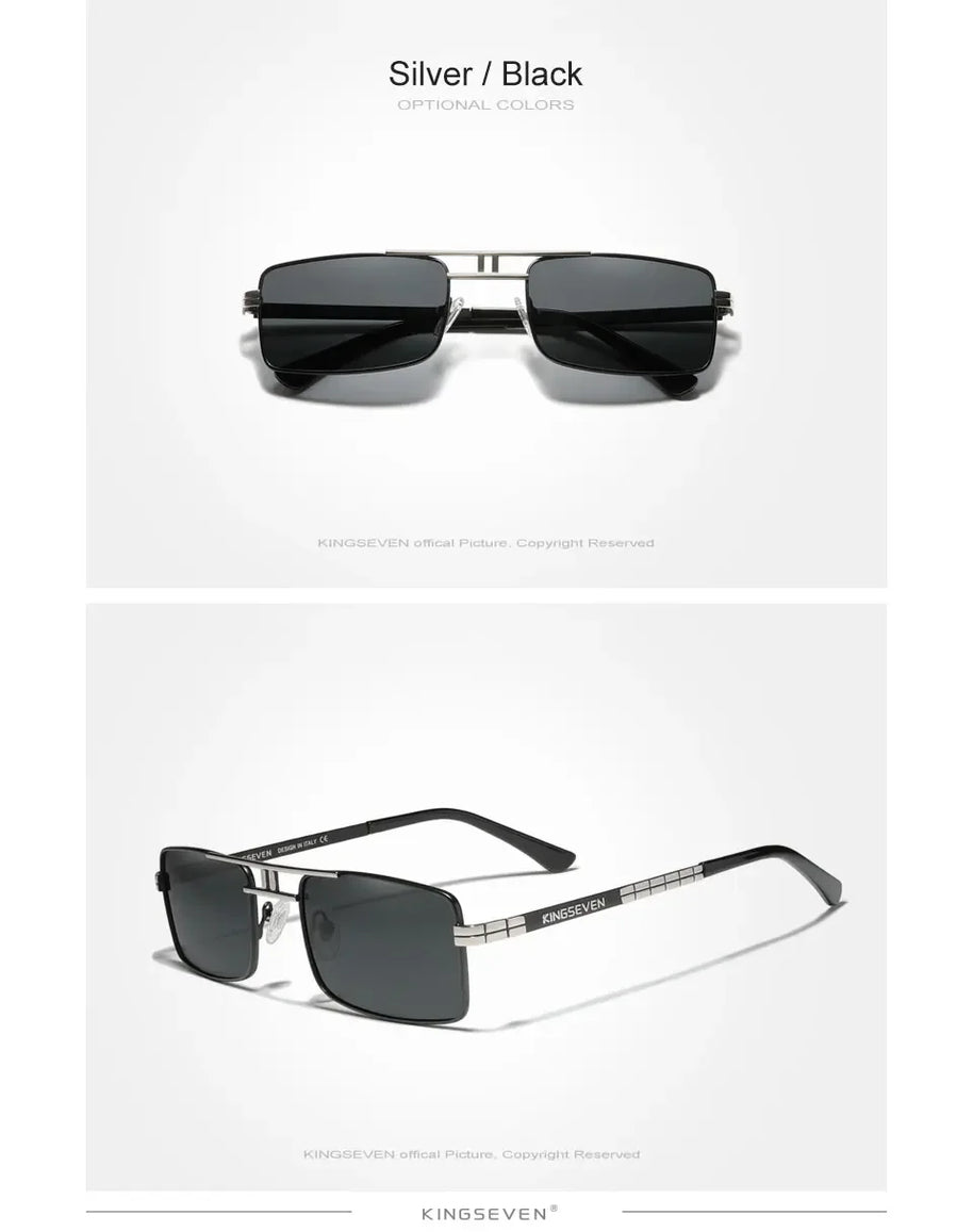 KINGSEVEN Original Fashion Polarized UV400 Sunglasses Vintage Rectangle Frame Men Women Driving Alloy Glasses Outdoor Eyewear