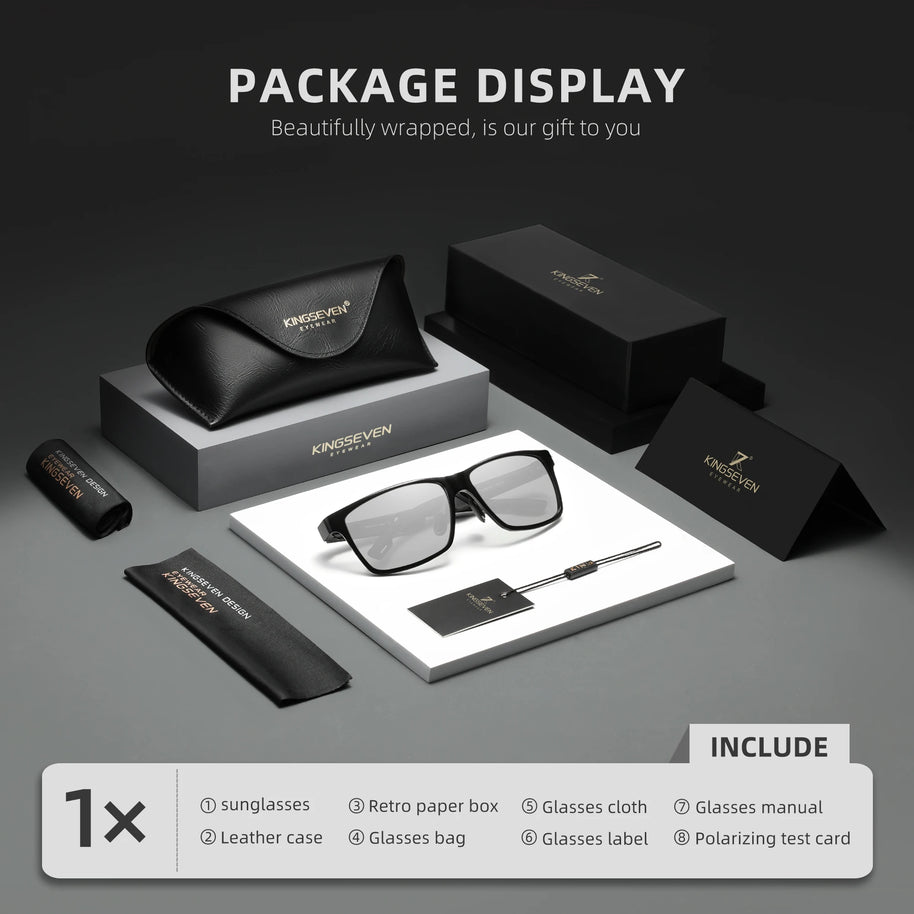 KINGSEVEN Brand Polarized Sunglasses For Men Rectangle Aluminum Driving Glasses Eyewear Shades For Men High Quality