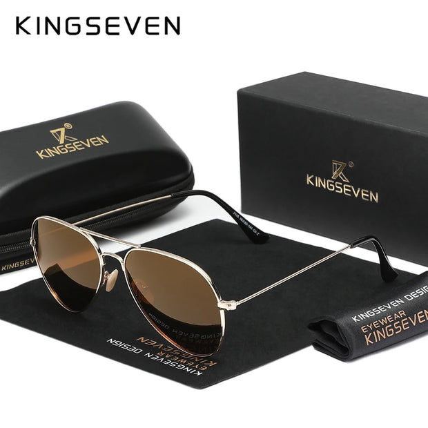 KINGSEVEN Pilot Men Sunglasses Alloy Frame Polarized UV400 Male Sun Glasses Women For Men  Fishing Driving Glasses