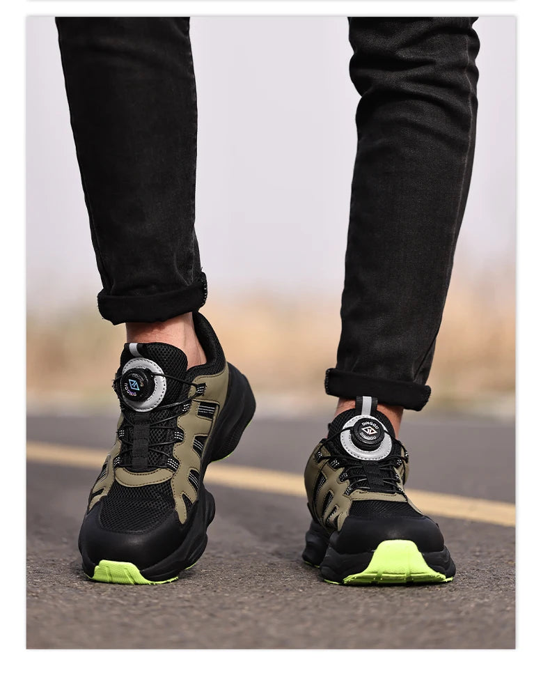 Men Safety Shoes Rotating button Work Sneakers Industrial Puncture-Proof Anti-smash Steel Toe Work Shoes Protective Safety Boots