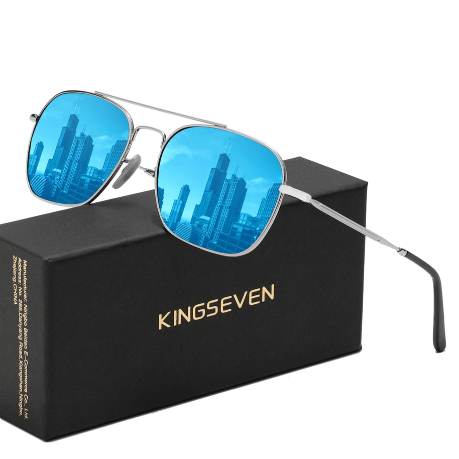 KINGSEVEN Brand Men Trendy Sunglasses Fashion Square Alloy Frame Women Polarized UV400 Glassses Luxury Driving Outdoor Eyewear