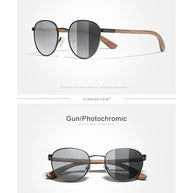 KINGSEVEN 2023 Black Walnut Wooden Sunglasses For Men Polarized UV400 Protection Round Lens Retro Eyewear Women Handmade Glasses