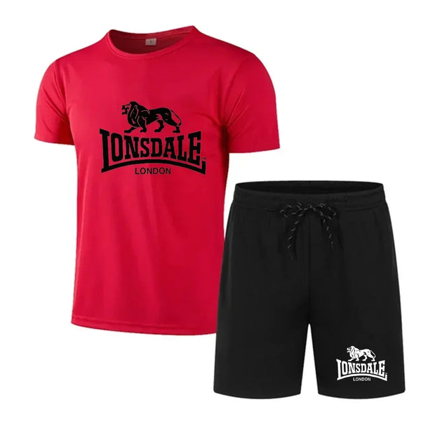 Camiseta de manga curta estampada masculina, shorts de secagem rápida, conjunto esportivo respirável, conjunto de jogging