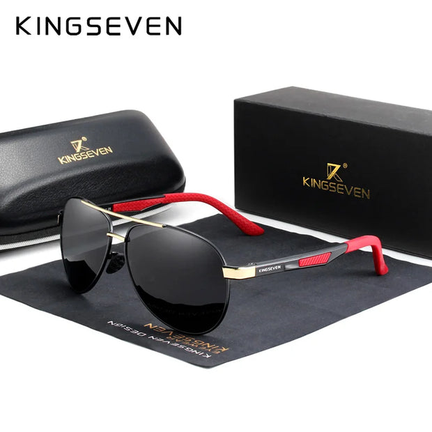 KINGSEVEN Brand Men's Vintage Square Sunglasses Polarized UV400 Eyewear Accessories Male Sun Glasses  Driving Shades For Men