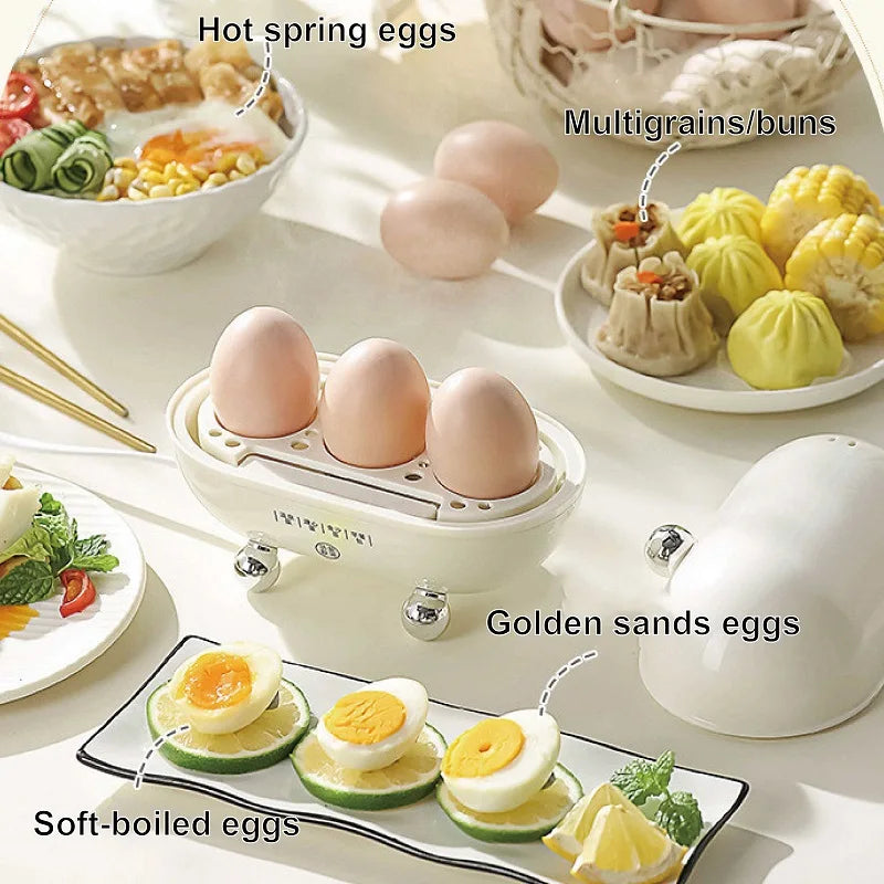 Egg Cooker Portable Low Power Student Dormitory Mini Breakfast Machine Automatic Power Off Electric Steamer Kitchen Tool 120W