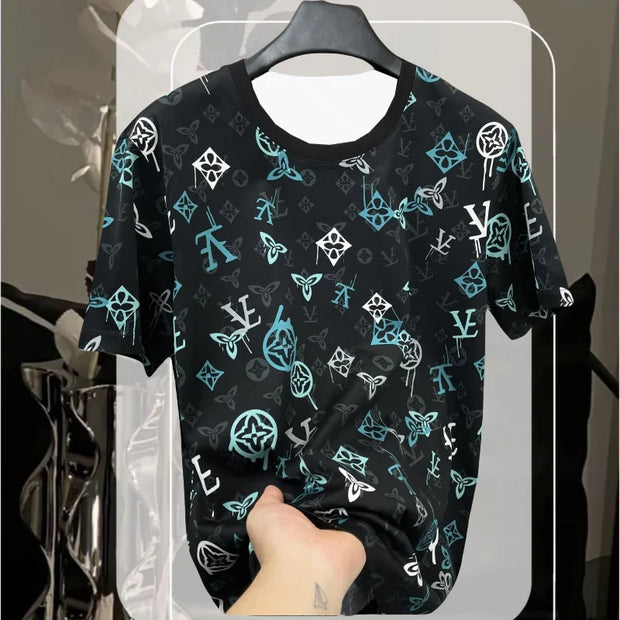Summer European Trend Brand Men's Full Print Short Sleeve Street Fashion Style Shopping Adult Children's Casual T-Shirt