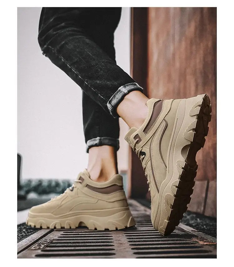 Men's Desert Boots Winter Warmth Tactical 2024 New Men's Fashion Strap Naked Boots Outdoor Platform Work Shoes Bota Masculina