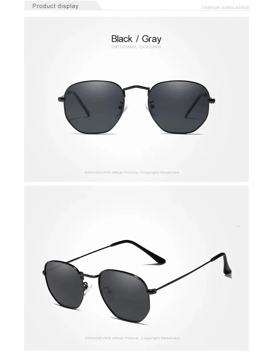 KINGSEVEN Fashion Classical Women Sunglasses Men Polarized UV400 Ladies Round Thin Frame Glassses Luxury Causal Driving Eyewear