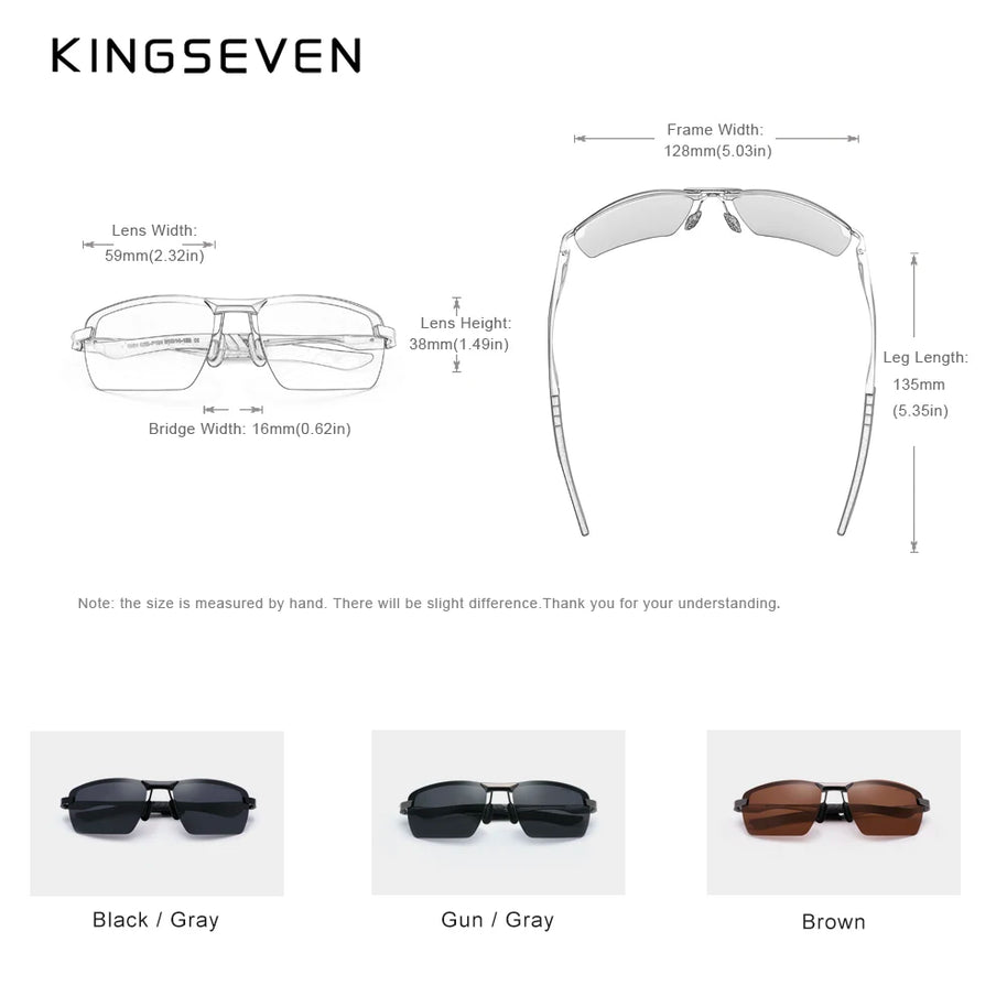 KINGSEVEN 2024 New Men's Polarized Sunglasses Aluminum Frame UV400 Sun Glasses Male Eyewear Driving Glasses