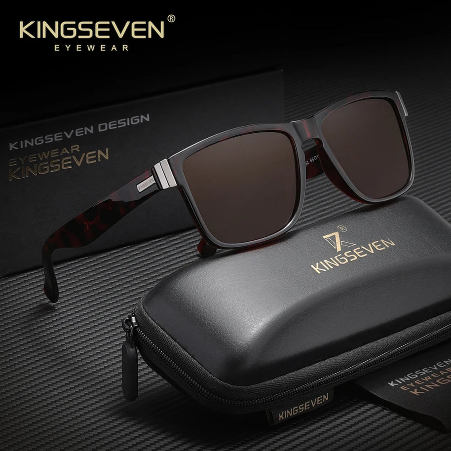 KINGSEVEN Luxury Sunglasses Men Women Travel Driving Square Frame Anti-Glare TR90 Polarized UV400 Trendy Male Fishing Eyewear