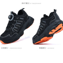 Men Safety Shoes Rotating button Work Sneakers Industrial Puncture-Proof Anti-smash Steel Toe Work Shoes Protective Safety Boots