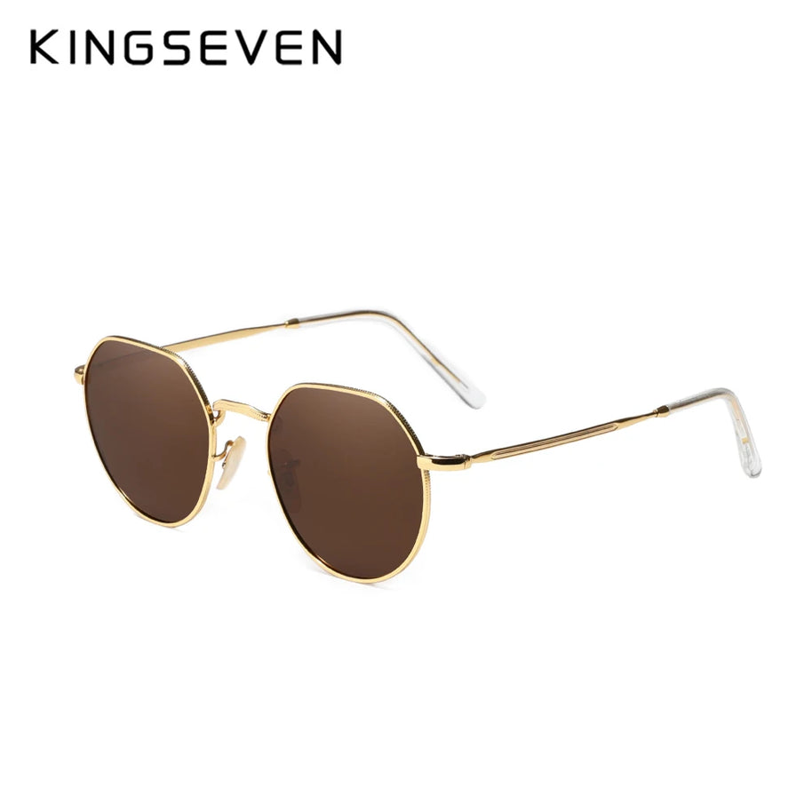 KINGSEVEN Brand Designer Sunglasses Alloy Round Frame Polarized UV400 Women Men Fashion Glassses Classic Anti-glare Eyewear