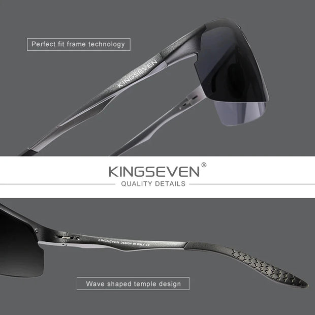 KINGSEVEN Aluminum Sunglasses For Men Driving Mirror Lens UV400 Polarized Glasses Cycling Sports Use High Quality Eyewear