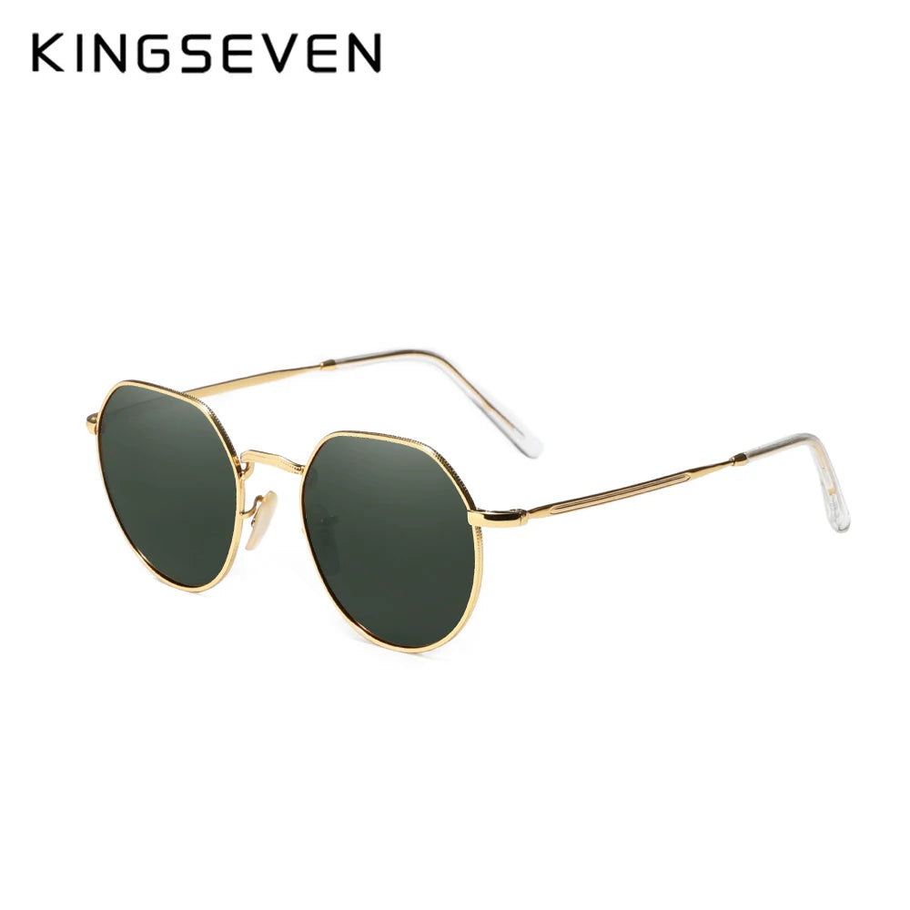 KINGSEVEN Brand Designer Sunglasses Alloy Round Frame Polarized UV400 Women Men Fashion Glassses Classic Anti-glare Eyewear