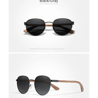 KINGSEVEN 2023 Black Walnut Wooden Sunglasses For Men Polarized UV400 Protection Round Lens Retro Eyewear Women Handmade Glasses