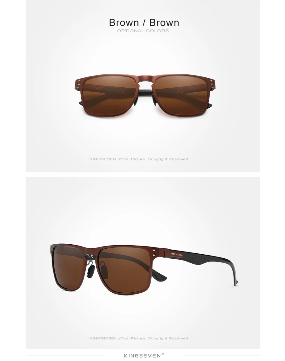 KINGSEVEN Luxury Aluminum Sunglassses For Men Retro Rectang Polarized UV400 Glasses Driving Sports Women New Fashion Accessory