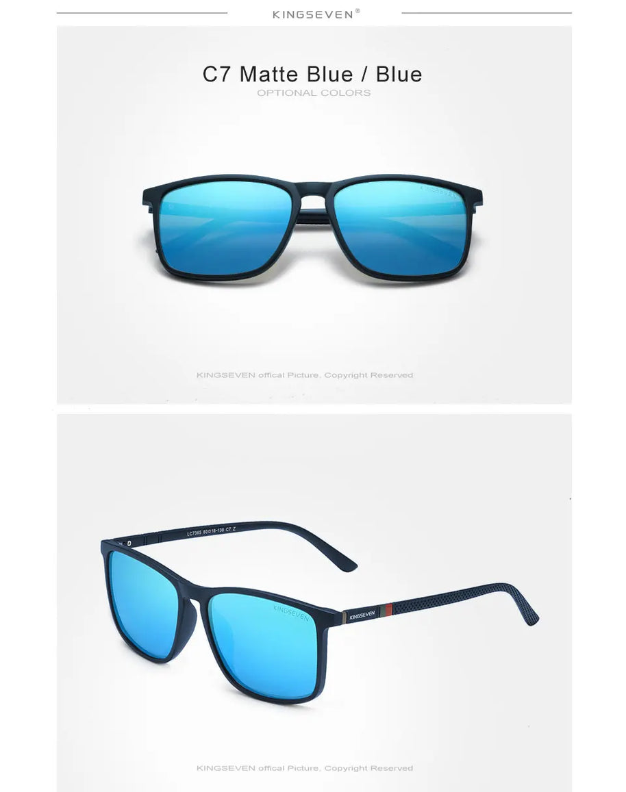KINGSEVEN Large Frame Sunglasses Men/Women Polarized UV400 Lens Causal Glasses Vintage Rectangle Fishing Driving Outdoor Eyewear