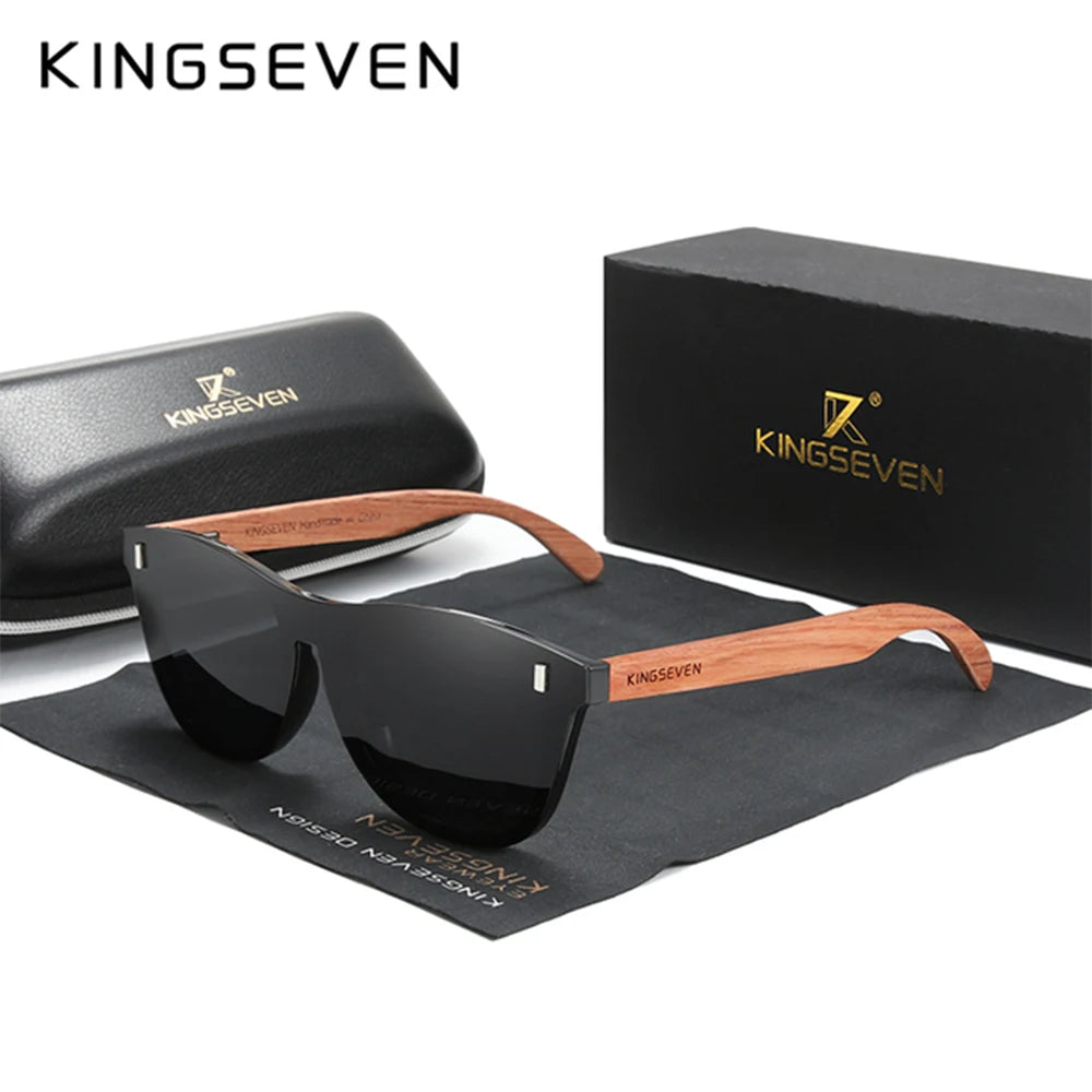 KINGSEVEN Brand Classical Wooden Sunglasses Men Retro Causal Polarized Rimless Women Glasses Anti-UV400 Wood Fashion Eyewear