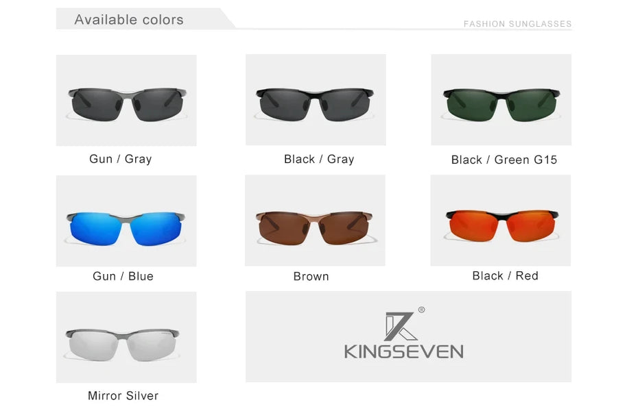 KINGSEVEN Aluminum Sunglasses For Men Driving Mirror Lens UV400 Polarized Glasses Cycling Sports Use High Quality Eyewear
