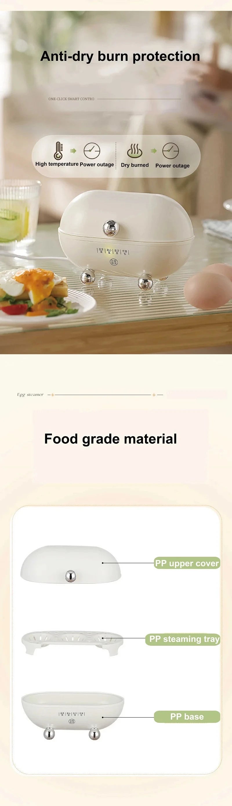 Egg Cooker Portable Low Power Student Dormitory Mini Breakfast Machine Automatic Power Off Electric Steamer Kitchen Tool 120W
