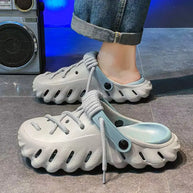 Fashion Men's Outdoor Non-slip Sandals Summer Durable Beach Shoes Thick Bottom Hollow-Out EVA Breathable Slip-On Slippers Couple