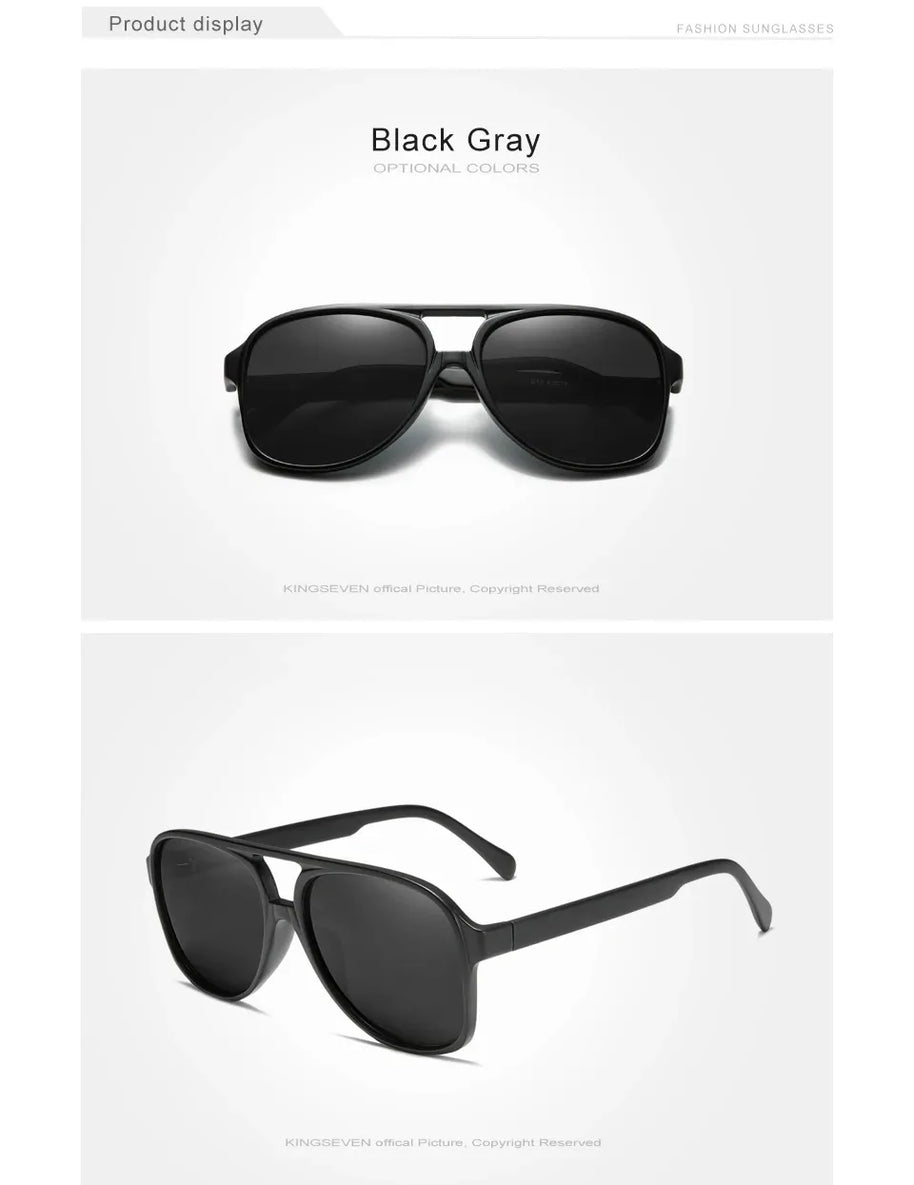 KINGSEVEN Classical Driving Sunglasses Women Men Retro Square Large Frame UV400 Glasses Vintage Anti-glare Night Vision Eyewear