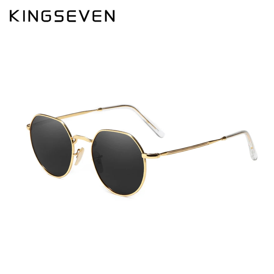 KINGSEVEN Brand Designer Sunglasses Alloy Round Frame Polarized UV400 Women Men Fashion Glassses Classic Anti-glare Eyewear