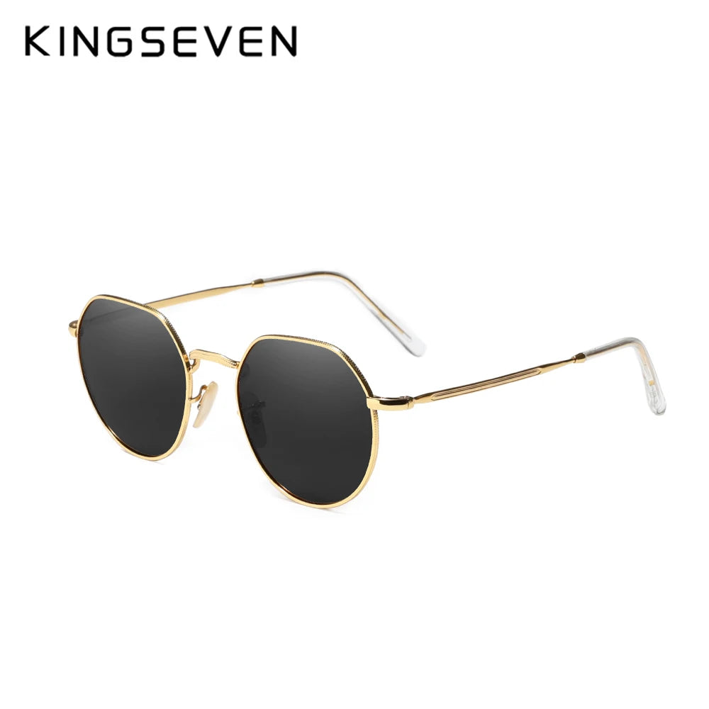 KINGSEVEN Brand Designer Sunglasses Alloy Round Frame Polarized UV400 Women Men Fashion Glassses Classic Anti-glare Eyewear
