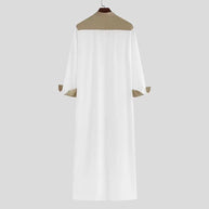 Muslim men's robe color matching Arab Middle East long robe Islamic men's clothing