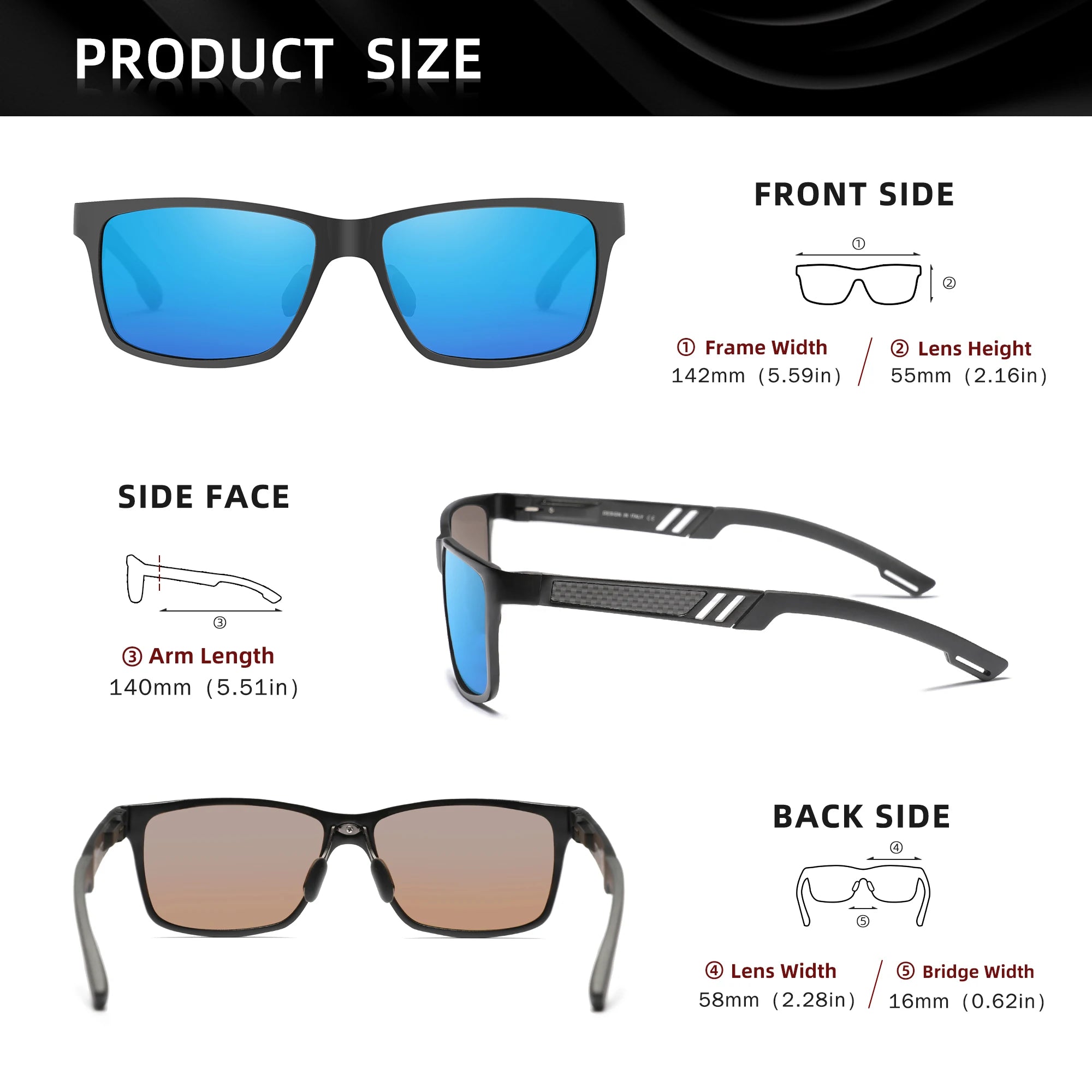 KINGSEVEN Brand Polarized Sunglasses For Men Rectangle Aluminum Driving Glasses Eyewear Shades For Men High Quality