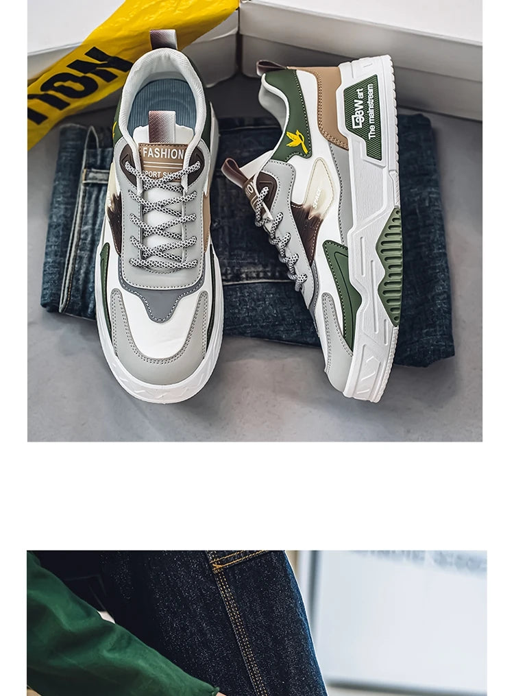Men's Casual Shoes Soft Sole Breathable Leather Shoes Comfort Trainer Running Jogging Shoes Lightweight Walking Sneakers Male