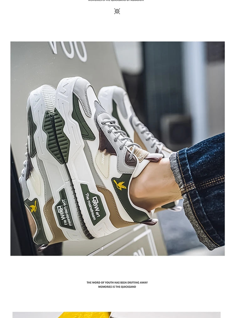 Men's Casual Shoes Soft Sole Breathable Leather Shoes Comfort Trainer Running Jogging Shoes Lightweight Walking Sneakers Male