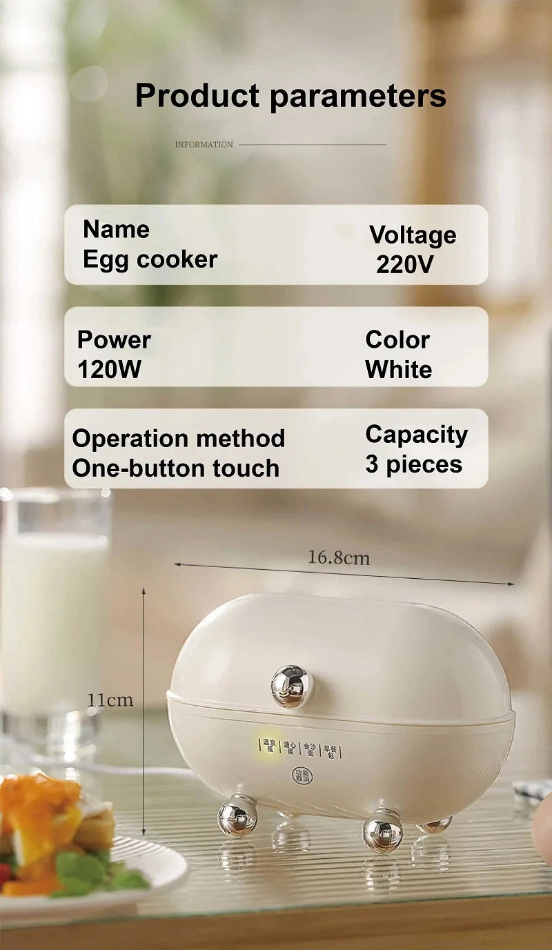 Egg Cooker Portable Low Power Student Dormitory Mini Breakfast Machine Automatic Power Off Electric Steamer Kitchen Tool 120W