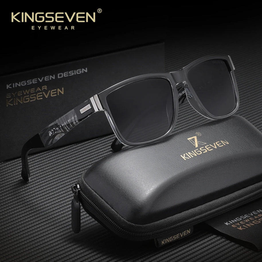 KINGSEVEN Luxury Sunglasses Men Women Travel Driving Square Frame Anti-Glare TR90 Polarized UV400 Trendy Male Fishing Eyewear