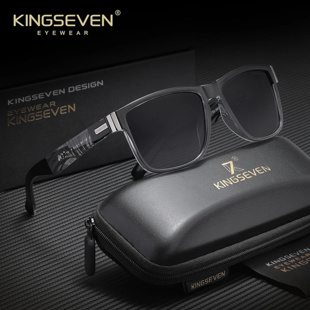 KINGSEVEN Luxury Sunglasses Men Women Travel Driving Square Frame Anti-Glare TR90 Polarized UV400 Trendy Male Fishing Eyewear