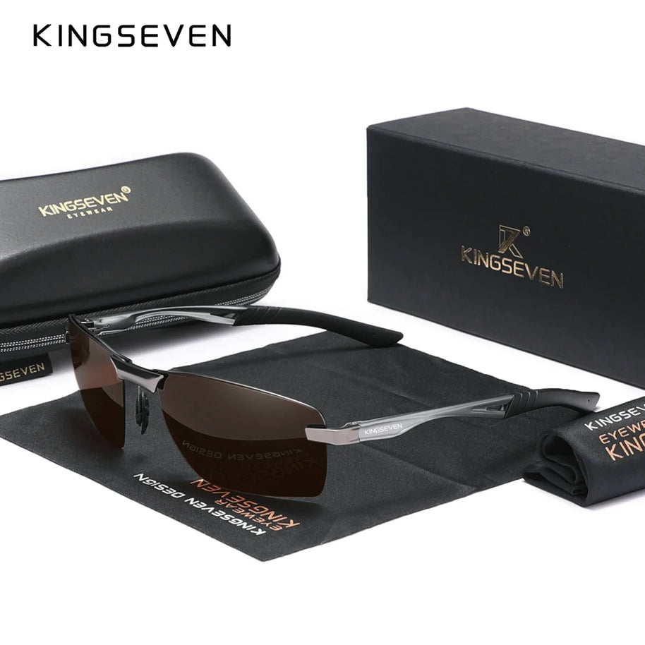 KINGSEVEN 2024 New Men's Polarized Sunglasses Aluminum Frame UV400 Sun Glasses Male Eyewear Driving Glasses