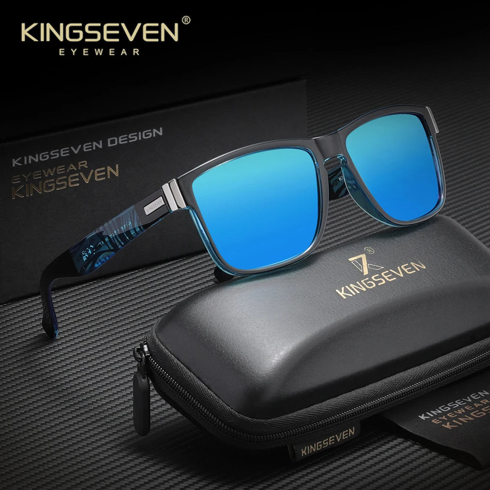 KINGSEVEN Luxury Sunglasses Men Women Travel Driving Square Frame Anti-Glare TR90 Polarized UV400 Trendy Male Fishing Eyewear