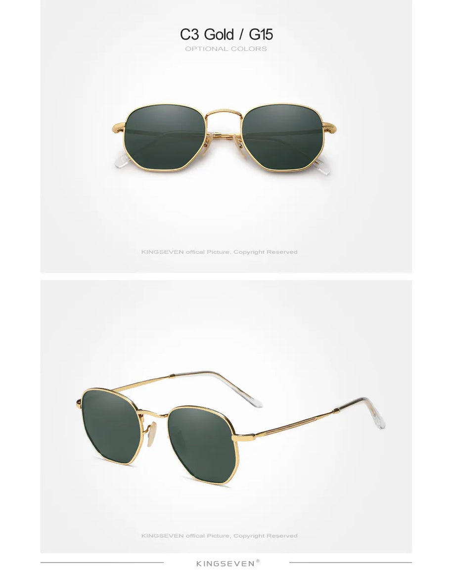 KINGSEVEN New Fashion Polygon Sunglasses Men Women‘s Polarized UV400 Eye Protect Lens Glasses Round Frame Outdoor Causal Eyewear