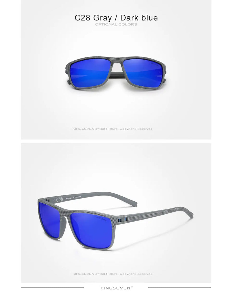 Kingseven Mirror Lens Sunglasses For Men And Woman HD Polarization UV400 Eye Protection Glasses Graininess Scrub Design Eyewear