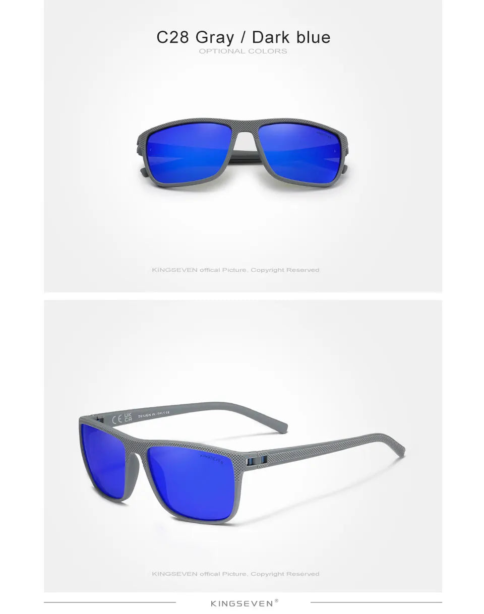 Kingseven Mirror Lens Sunglasses For Men And Woman HD Polarization UV400 Eye Protection Glasses Graininess Scrub Design Eyewear