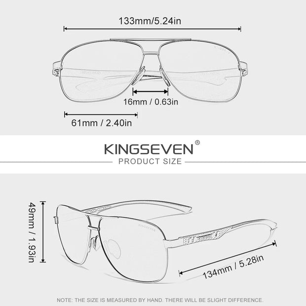 KINGSEVEN Alloy Luxury Male Sunglasses Anti-Glare Lens Large Frame Glasses Men Women UV400 Polarized Classical Driving Eyewear
