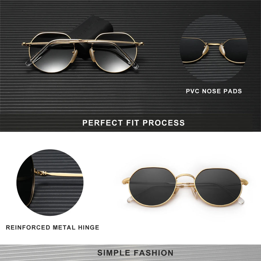 KINGSEVEN Brand Designer Sunglasses Alloy Round Frame Polarized UV400 Women Men Fashion Glassses Classic Anti-glare Eyewear