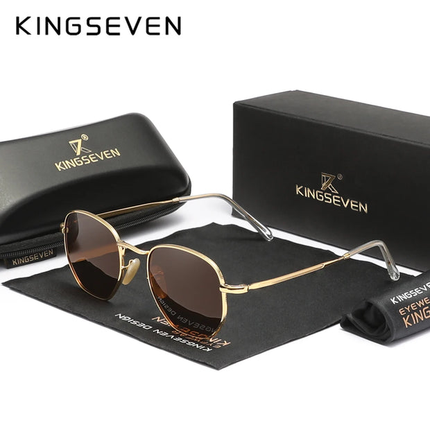 KINGSEVEN New Fashion Polygon Sunglasses Men Women‘s Polarized UV400 Eye Protect Lens Glasses Round Frame Outdoor Causal Eyewear
