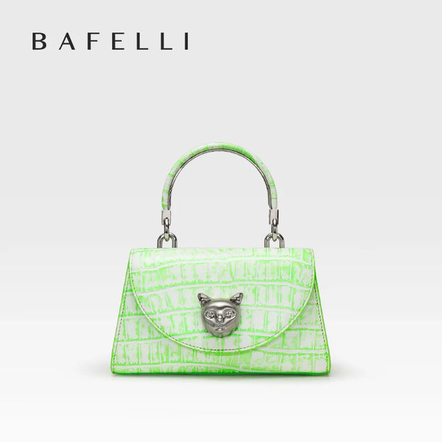 BAFELLI 2025 WOMEN'S NEW BAG ORIGINAL DESIGNER LUXURY BRAND CAT CASUAL STYLE TREND PURSE CROCODILE LEATHER HANDBAGS