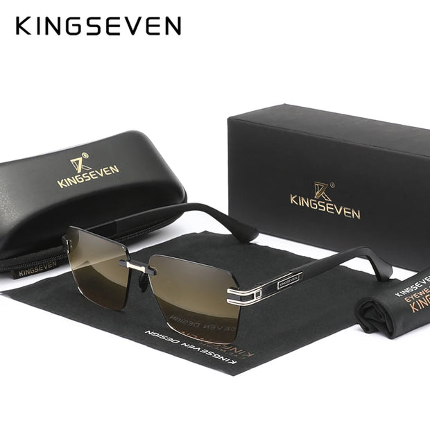 KINGSEVEN New Design Sunglasses For Men Gradation Polarization UV400 Square Frame Rimless Alloy Glasses Fashion Women Eyewear