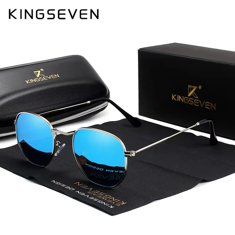 KINGSEVEN Fashion Classical Women Sunglasses Men Polarized UV400 Ladies Round Thin Frame Glassses Luxury Causal Driving Eyewear