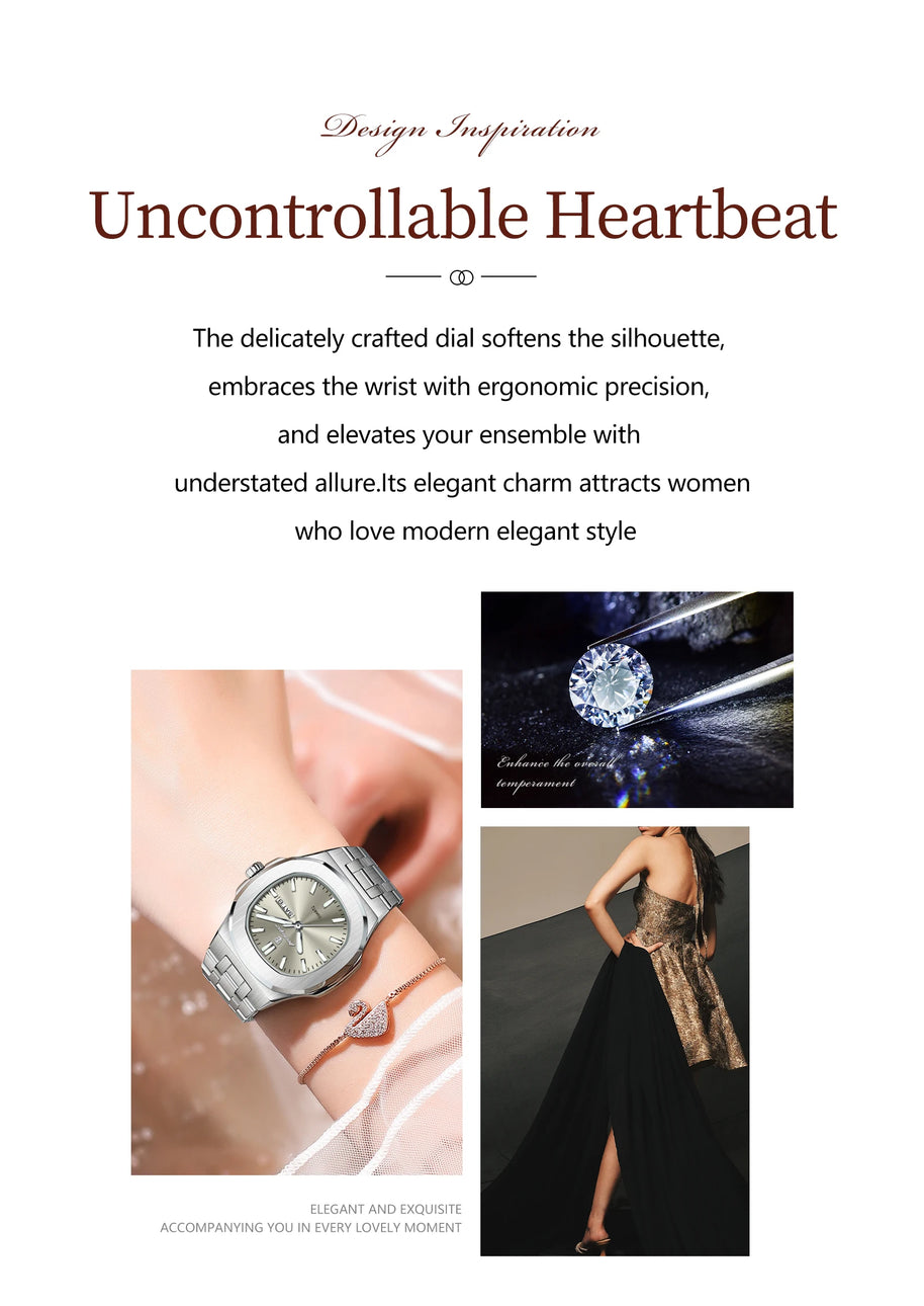 POEDAGAR Top Original Watch For Woman Luminous Date Week Square Ladies Watch Stainless Steel Quartz Women's Watches Female Reloj