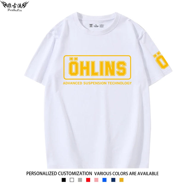 2025 new OHLINS motorcycle shock absorber modified T-shirt clothing casual fashion brand men's and women's short sleeves