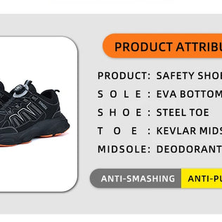 Men Safety Shoes Rotating button Work Sneakers Industrial Puncture-Proof Anti-smash Steel Toe Work Shoes Protective Safety Boots