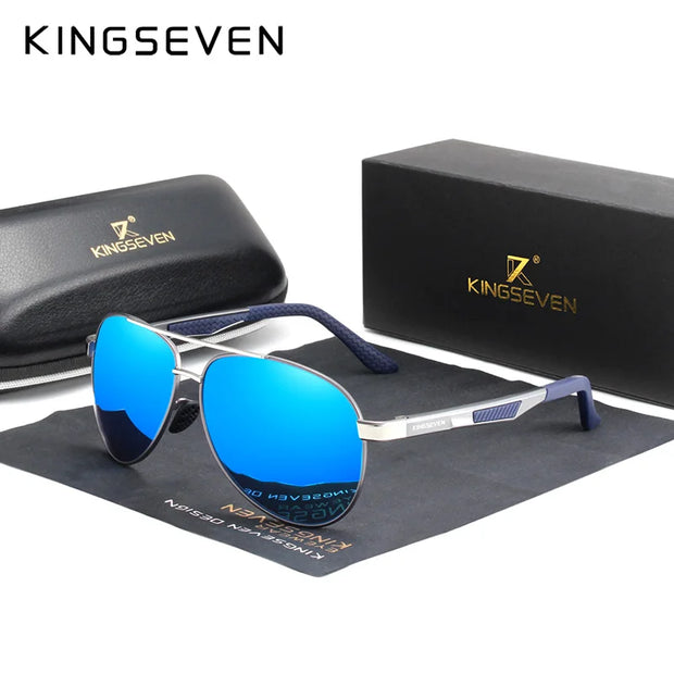 KINGSEVEN Brand Men's Vintage Square Sunglasses Polarized UV400 Eyewear Accessories Male Sun Glasses  Driving Shades For Men